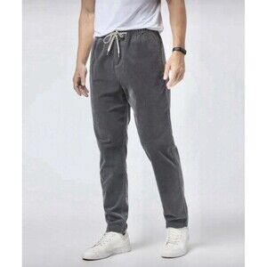 Vuori Optimist Pants Men's Gray Corduroy Drawstring Elastic Waist Small Cotton